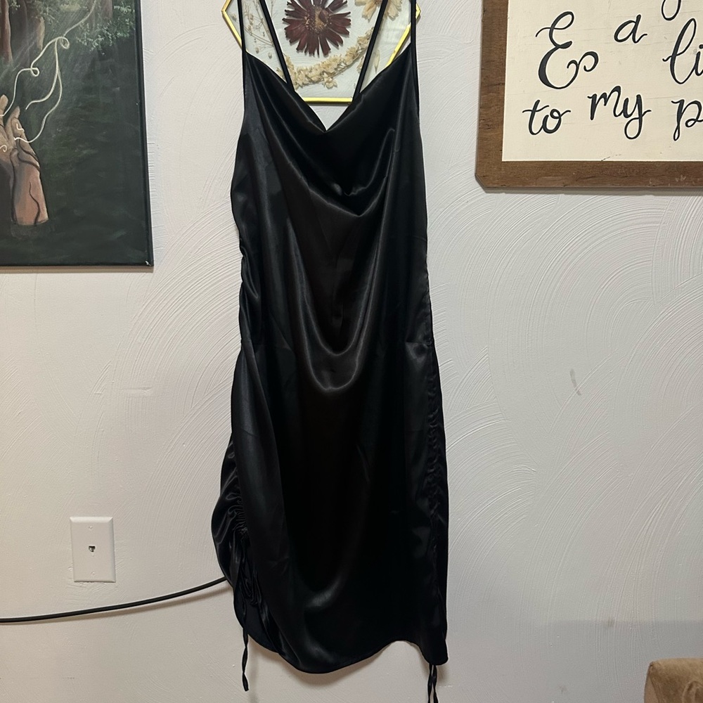 Black cowl neck club dress